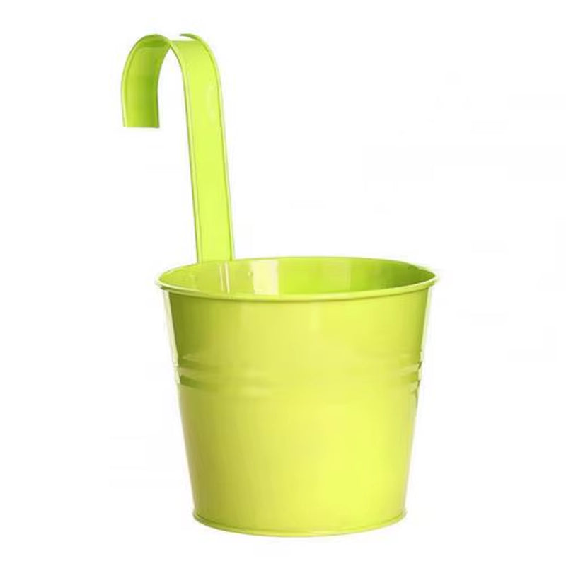 Hanging Flower Pot Sturdy Natural Style Iron Exquisite Metal Bucket for Balcony