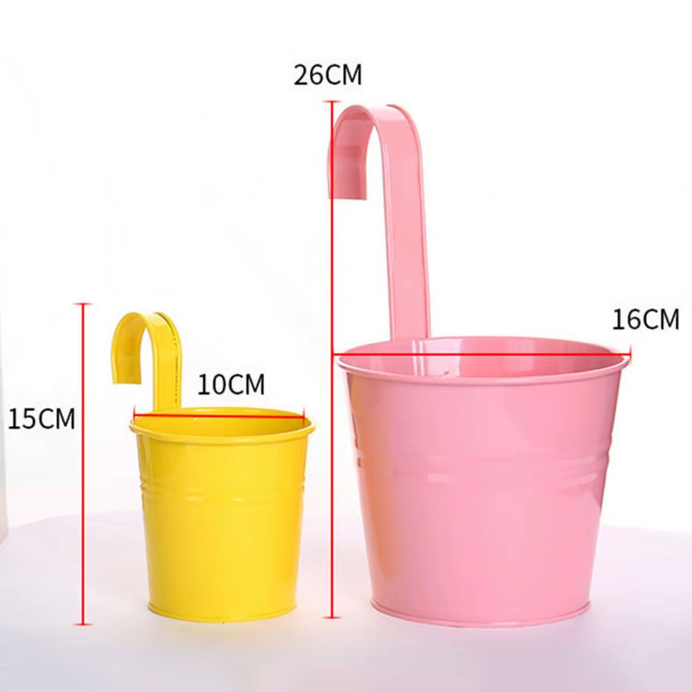 Hanging Flower Pot Sturdy Natural Style Iron Exquisite Metal Bucket for Balcony