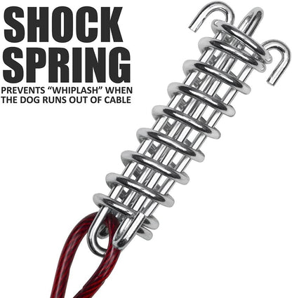 Pet Tie Out Cable for Dogs up to 90/125/ 250 Pounds, 25/30 Feet (125Lbs/ 60Ft/ Trolley)